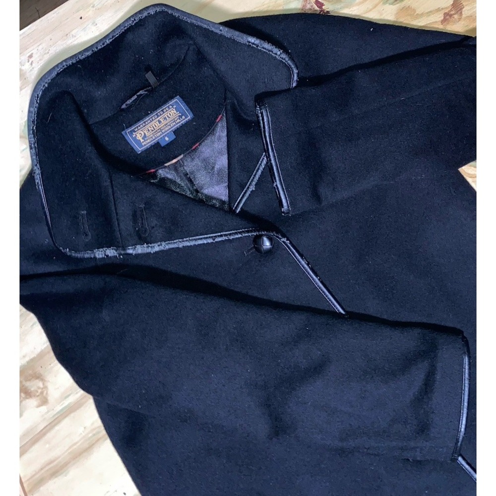 Pendleton Jacket Womens 6‎ Pea Coat Lambswool Lined Single Breasted Black